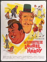 4y667 FURTHER PERILS OF LAUREL & HARDY French 1p R70s different art of Stan & Ollie by Grinsson!