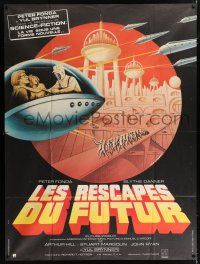 4y668 FUTUREWORLD French 1p '77 cool completely different art by Leo Kouper & Roger Boumendil!