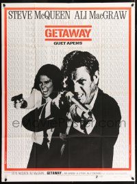 4y677 GETAWAY French 1p '73 cool image of Steve McQueen & Ali McGraw with guns, Sam Peckinpah!