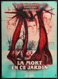 4y757 LA MORT EN CE JARDIN style B French 1p '61 surreal Luis Bunuel, cool different Rene Peron art!