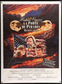 4y712 HEAVEN'S GATE style B French 1p '81 Michael Cimino, different art of Kristofferson & Huppert!