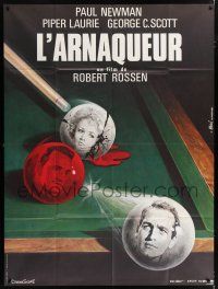 4y731 HUSTLER French 1p R82 best art of Paul Newman, Piper Laurie & George C. Scott by Mascii!