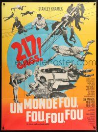 4y737 IT'S A MAD, MAD, MAD, MAD WORLD French 1p '64 completely different comedy image, rare!