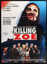 4y749 KILLING ZOE French 1p '94 partially written by Tarantino, wacky masked people with guns!