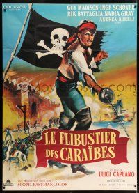 4y765 L'AVVENTURIERO DELLA TORTUGA French 1p '65 cool different Allard art of pirate Guy Madison!