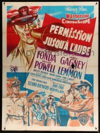 4y807 MISTER ROBERTS French 1p '55 Fonda, Cagney, Powell, Lemmon, John Ford, cool different art!