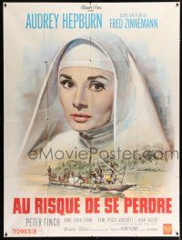 4y826 NUN'S STORY French 1p R60s different art of missionary Audrey Hepburn by Jean Mascii!