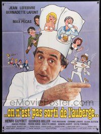 4y827 ON N'EST PAS SORTI DE L'AUBERGE French 1p '82 wacky Leo Kouper art of chef Jean Lefebvre!