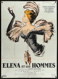 4y842 PARIS DOES STRANGE THINGS French 1p '57 Jean Renoir, great Ferracci art of Ingrid Bergman!