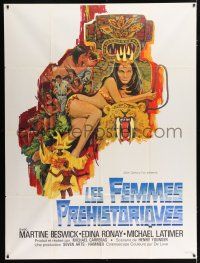 4y861 PREHISTORIC WOMEN French 1p '66 Hammer fantasy, art of sexiest cave babe with whip!
