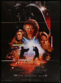4y881 REVENGE OF THE SITH French 1p '05 Star Wars Episode III, cool montage art by Drew Struzan!