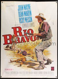 4y884 RIO BRAVO French 1p R60s Howard Hawks, different art of John Wayne by Jean Mascii!