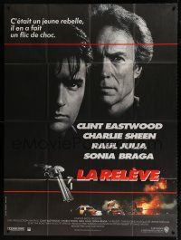 4y891 ROOKIE French 1p '90 Clint Eastwood directs & stars with Charlie Sheen!
