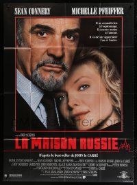 4y897 RUSSIA HOUSE French 1p '91 great close-up of Sean Connery & Michelle Pfeiffer!