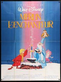 4y934 SWORD IN THE STONE French 1p R80s Disney's cartoon story of King Arthur & Merlin the Wizard!