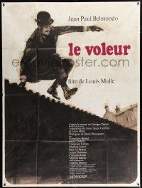 4y944 THIEF OF PARIS French 1p '67 Louis Malle, Ferracci art of Jean-Paul Belmondo scaling a wall!