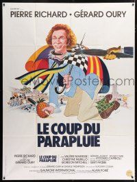 4y961 UMBRELLA COUP French 1p '83 wacky artwork of Pierre Richard by Rene Ferracci!