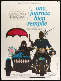 4y964 UNE JOURNEE BIEN REMPLIE French 1p '73 Jean-Louis Trintignant crime comedy, cool art!