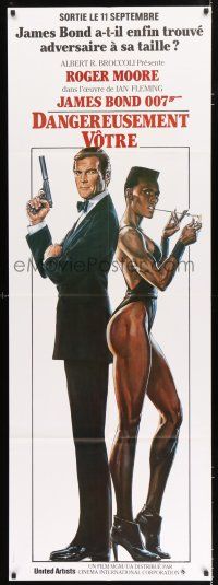 4y387 VIEW TO A KILL French door panel '85 art of Roger Moore as James Bond & Grace Jones by Goozee