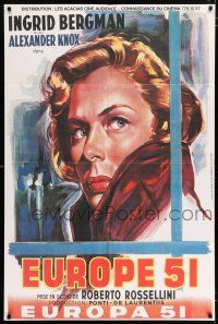 4y330 EUROPA '51 French 31x47 R80s c/u art of Ingrid Bergman, Roberto Rossellini's Europa '51!