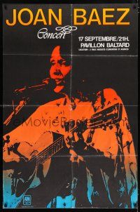 4y335 JOAN BAEZ French 31x46 music concert poster '81 performing live in France, great image!