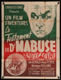 4y337 LAST WILL OF DR MABUSE French 31x41 R30s Fritz Lang, great art of Rudolf Klein-Rogge!