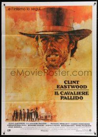 4y114 PALE RIDER Italian 1p '85 great artwork of cowboy Clint Eastwood by C. Michael Dudash!