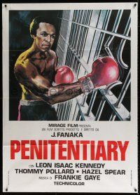 4y116 PENITENTIARY Italian 1p '81 different art of boxer Leon Isaac Kennedy punching prison bars!