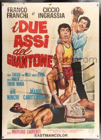 4y043 I DUE ASSI DEL GUANTONE Italian 2p '71 wacky Casaro boxing art of boxers Franco & Ciccio!