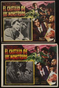 4y166 EL CASTILLO DE LOS MONSTRUOS 2 Mexican LCs '58 Dracula, Frankenstein, Creature, Wolfman, Mummy
