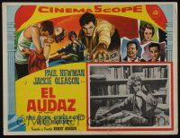 4y221 HUSTLER Mexican LC '61 c/u of Piper Laurie in nightgown, cool art of pool pro Paul Newman!