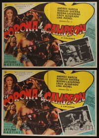 4y152 LA CORONA DE UN CAMPEON 3 17x25 Mexican LCs '74 Andres Garcia, cool boxing photos & artwork!