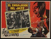 4y272 SATCHMO THE GREAT Mexican LC '57 wonderful image of Louis Armstrong playing his trumpet!