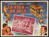 4y273 SECOND CHANCE Mexican LC '53 Robert Mitchum & Linda Darnell, cool cable car art!