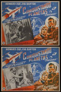 4y171 SPACEWAYS 2 Mexican LCs '53 Hammer sci-fi, astronaut Howard Duff & Eva Bartok!