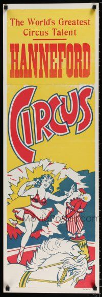 4z063 HANNEFORD CIRCUS 14x42 circus poster '60s woman on horse, world's greatest circus talent!