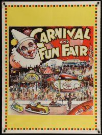 4z067 MAMMOTH CIRCUS: CARNIVAL & FUN FAIR 30x40 English circus poster '30s cool art of fun rides!