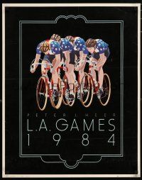 4z565 1984 SUMMER OLYMPICS 23x29 commercial poster '83 Heer art of cyclists on their bicycles!