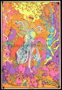 4z570 ACID RIDER blacklight commercial poster '70s far out psychedelic art of biker on motorcycle!