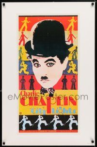 4z589 CITY LIGHTS 22x34 commercial poster '84 Charlie Chaplin as the Tramp, boxing!