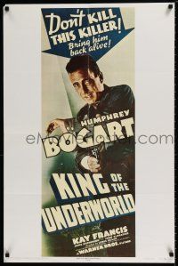 4z611 KING OF THE UNDERWORLD 23x35 commercial poster '71 Humphrey Bogart, bring him back alive!
