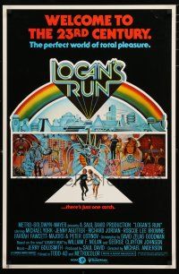 4z615 LOGAN'S RUN 2-sided 23x35 commercial poster '76 classic image, w/ Midway on the back!