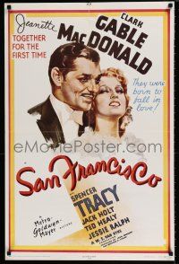 4z644 SAN FRANCISCO 23x35 commercial poster '71 Clark Gable & sexy Jeanette MacDonald together!