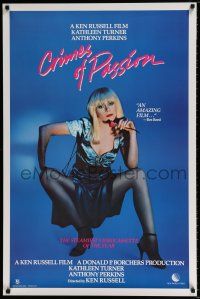 4z698 CRIMES OF PASSION 27x41 video poster '84 Ken Russell, sexiest Kathleen Turner is China Blue!