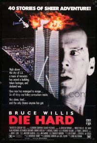 4z707 DIE HARD 26x38 video poster '88 cop Bruce Willis is up against twelve terrorists, classic!