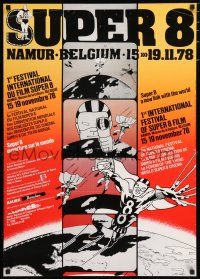 4z339 SUPER 8 1978 FILM FESTIVAL 23x33 Belgian film festival poster '78 cool art!