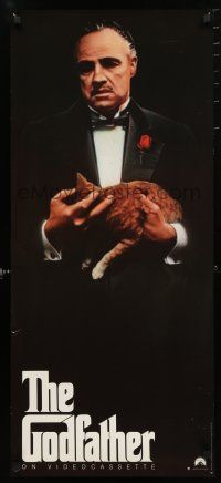 4z725 GODFATHER 17x38 video poster R91 Marlon Brando & cat in Francis Ford Coppola crime classic!