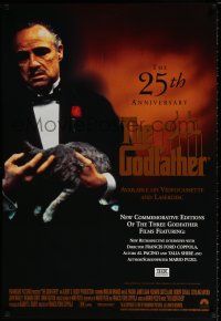 4z724 GODFATHER 27x40 video poster R97 Marlon Brando & cat in Francis Ford Coppola crime classic!