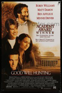 4z730 GOOD WILL HUNTING 26x40 video poster '97 great image of smiling Matt Damon & Robin Williams!