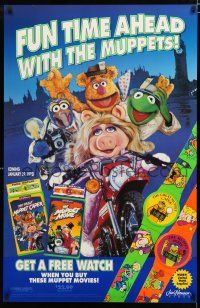 4z732 GREAT MUPPET CAPER/MUPPET MOVIE 26x40 video poster '93 Miss Piggy on bike, Kermit, Fozzie!